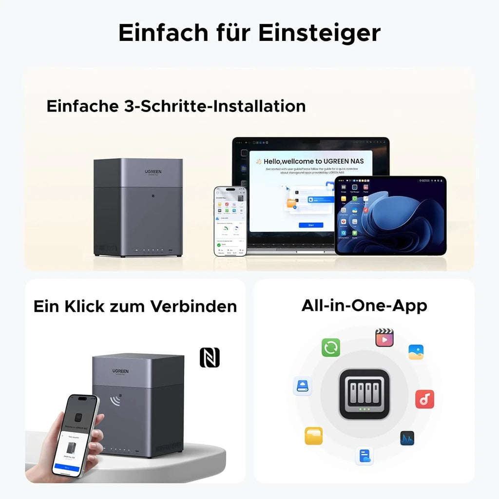 Ugreen NASync DH4300 Plus inkl. 24TB (4x 6TB Bestpreis Festplatte) Desktop NAS