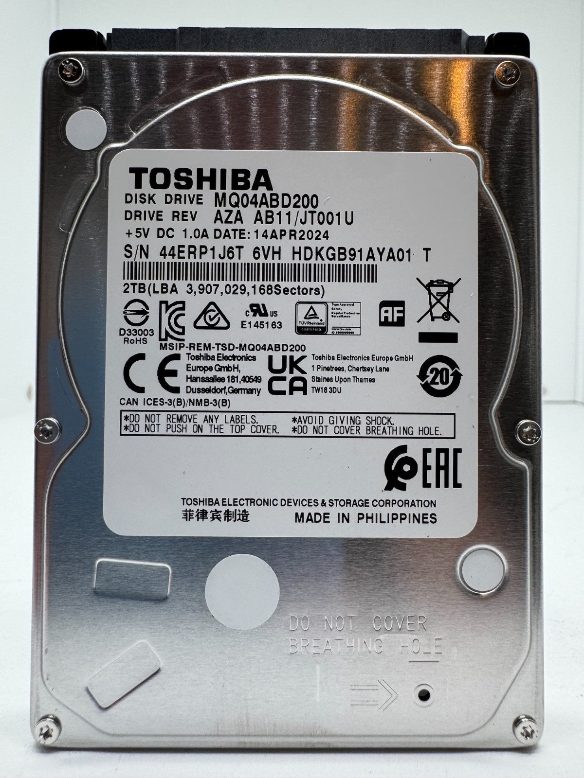 Toshiba MQ04ABD200 2TB Interne Festplatte SATA 2,5" HDD 5400upm