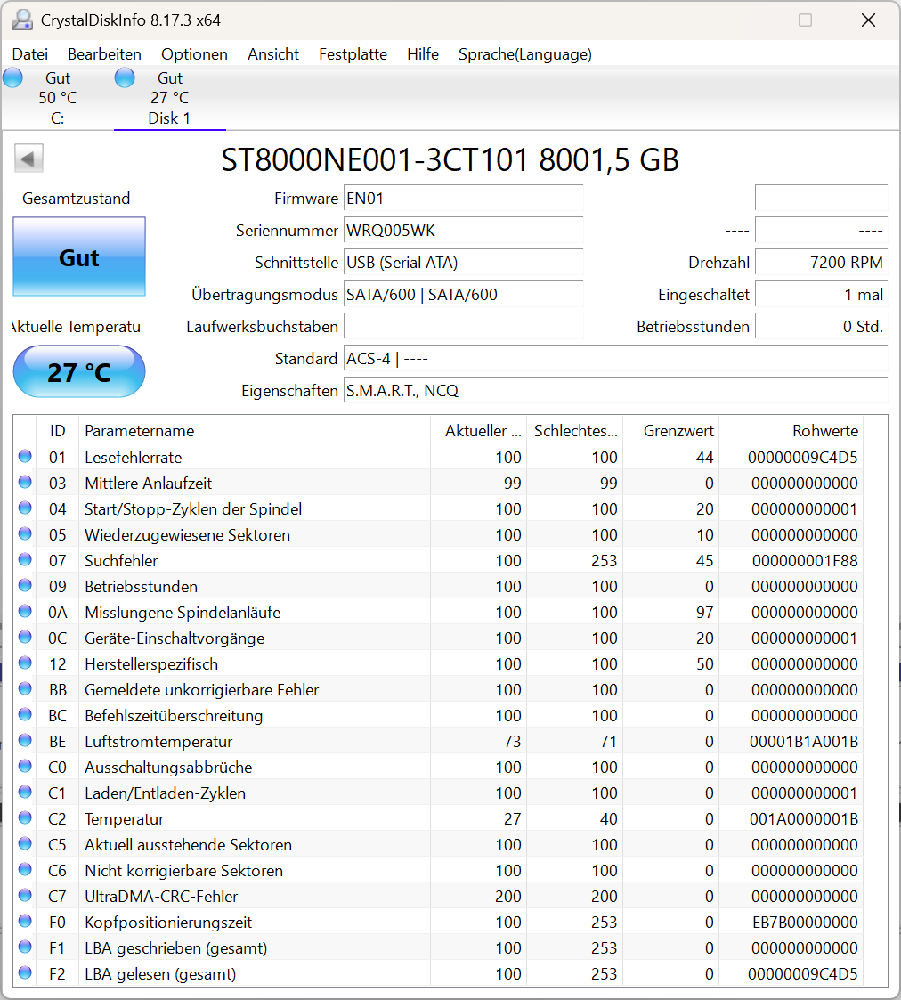 Seagate IronWolf Pro ST8000NE001 NAS HDD - 8TB 3,5 Zoll CMR SATA3 - 8 TB -5WK