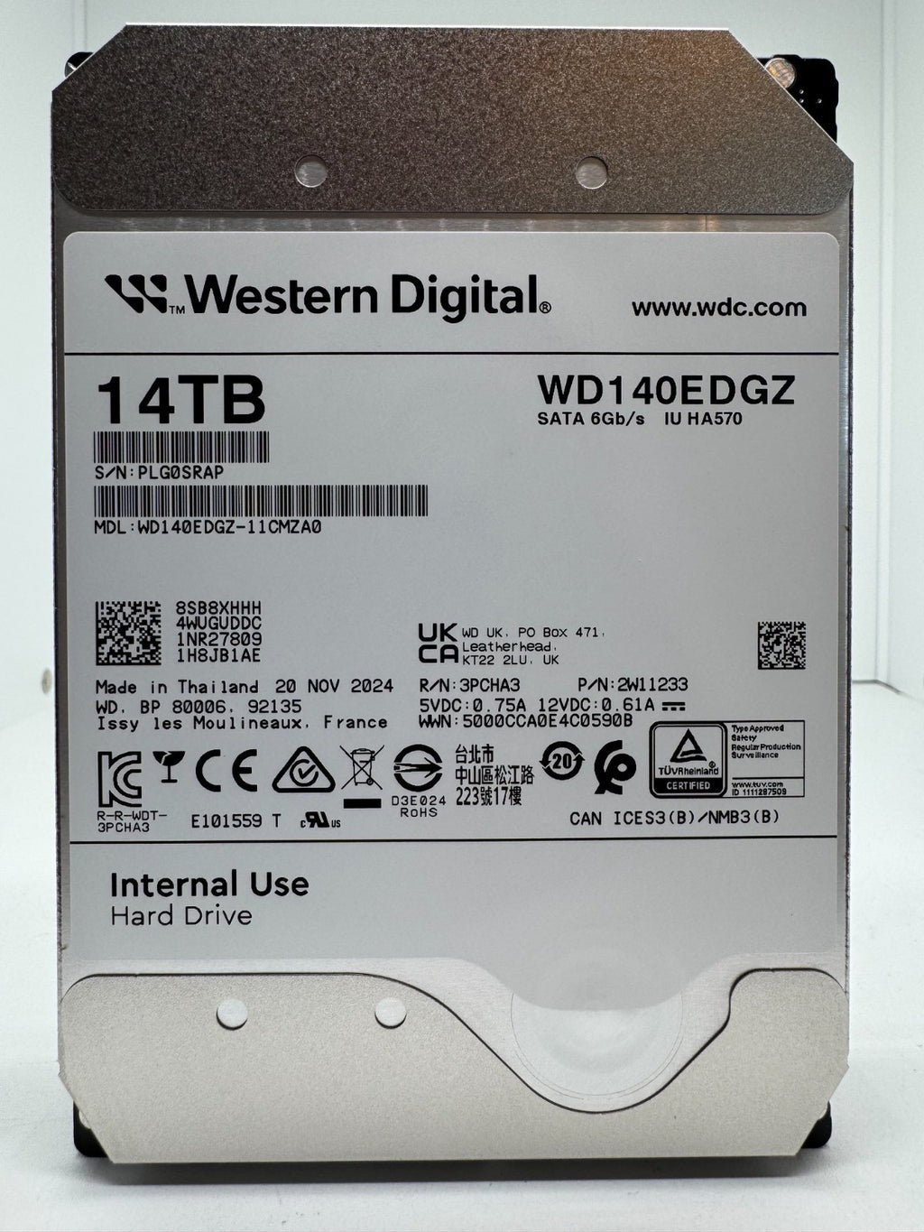 Western Digital WD140EDGZ interne Festplatte 14TB 7200upm SATA3 HDD 3,5 Zoll