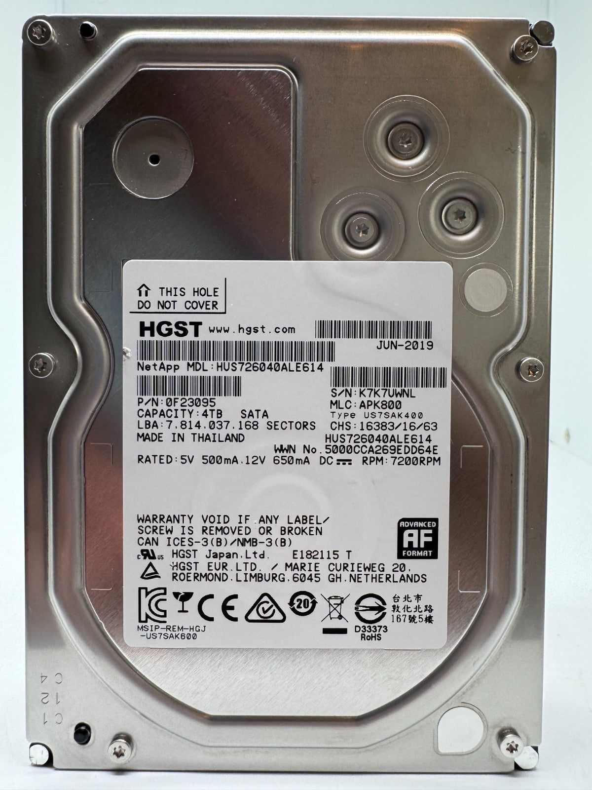 HGST NetApp HUS726040ALE614 0F23095 4TB interne Festplatte SATA III 3,5" 4 TB