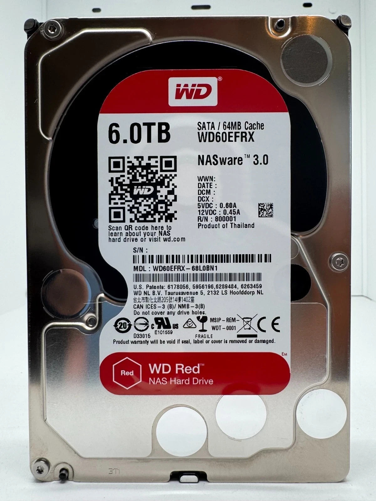 Western Digital WD RED WD60EFRX 68L0BN1 6TB interne Festplatte SATA3 5400UPM