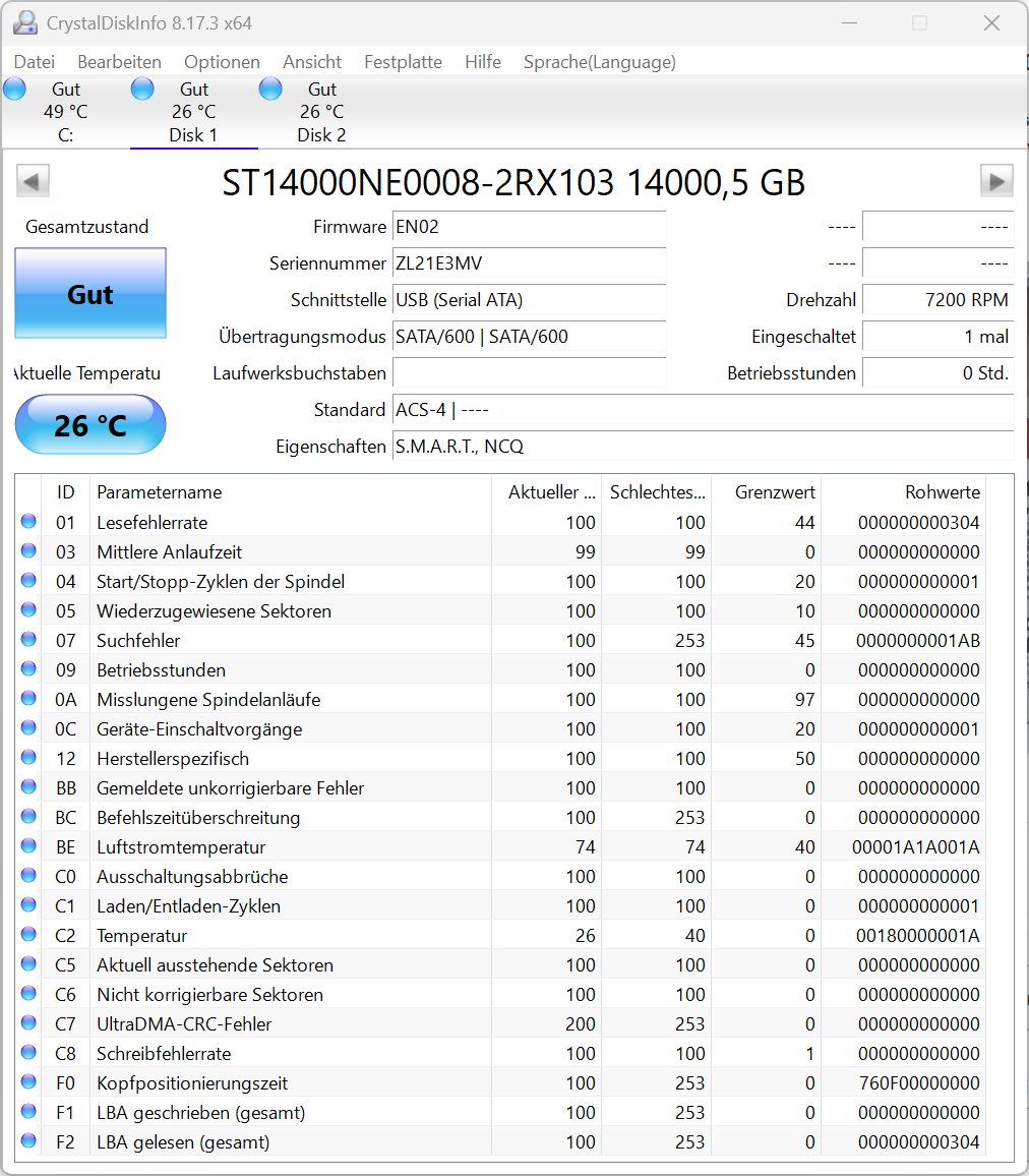 Seagate IronWolf Pro ST14000NE0008 NAS HDD - 14TB 3,5 Zoll SATA3 CMR 14 TB -3MV