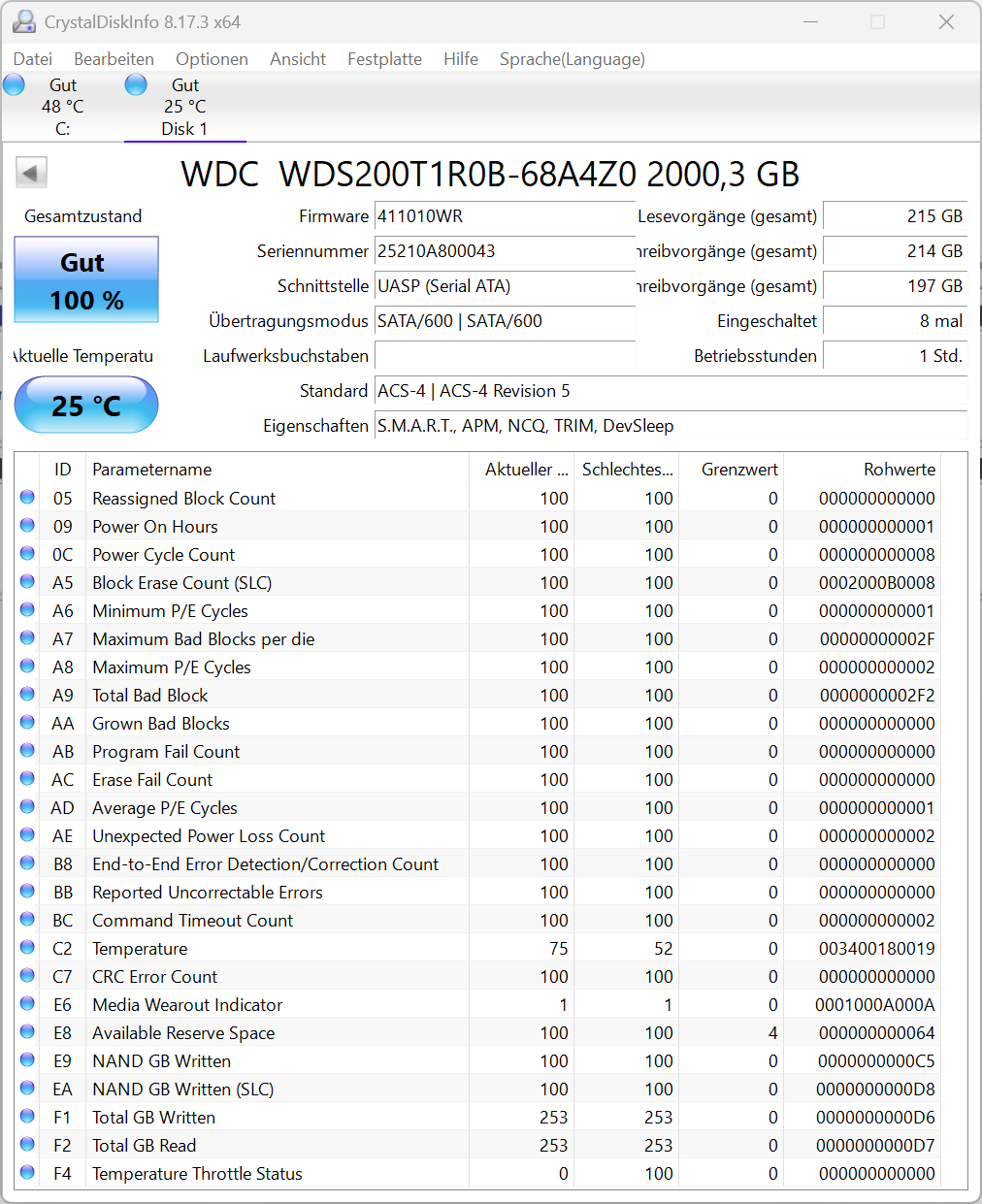 Western Digital Red SA500 2TB SATA SSD interne Festplatte (WDS200T1R0B) -043