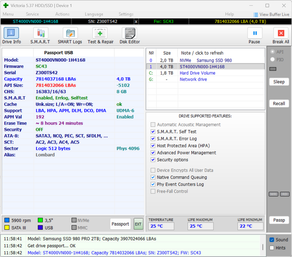 Seagate NAS HDD ST4000VN000 - 4TB 3,5 Zoll SATA3 4 TB -S42