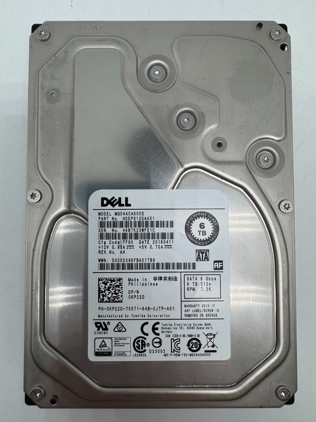 Toshiba MG04ACA600E Festplatte 6TB intern 3.5" SATA3 7200rpm NAS-geeignet 24/7