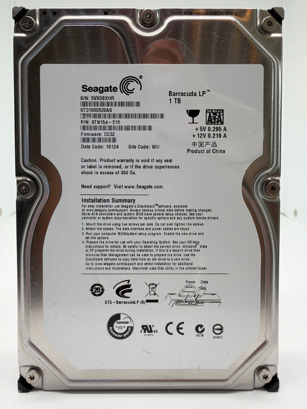 Seagate Barracuda LP ST31000520AS Interne Festplatte 1TB 3,5" HDD SATA -BXHR