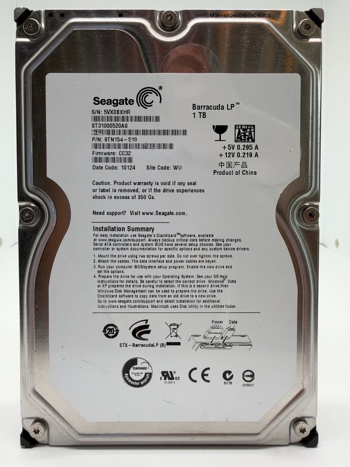 Seagate Barracuda LP ST31000520AS Interne Festplatte 1TB 3,5" HDD SATA -BXHR