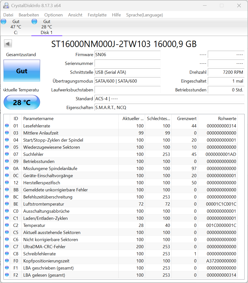 Seagate Exos X18 16TB interne Festplatte ST16000NM000J 3,5 Zoll SATA3