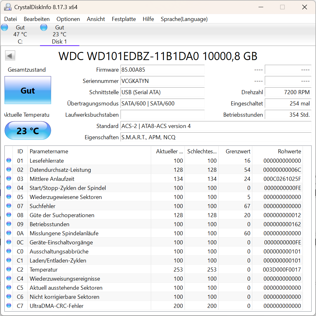 Western Digital WD WD101EDBZ 11B1DA0 - 10TB Festplatte HDD 7200upm SATA3 10 TB