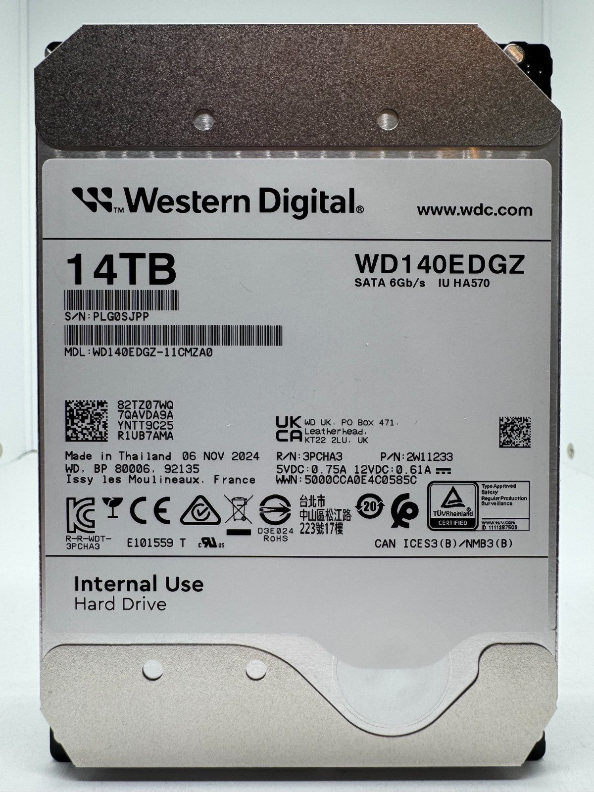 Western Digital WD140EDGZ interne Festplatte 14TB 7200upm SATA3 HDD 3,5 Zoll JPP