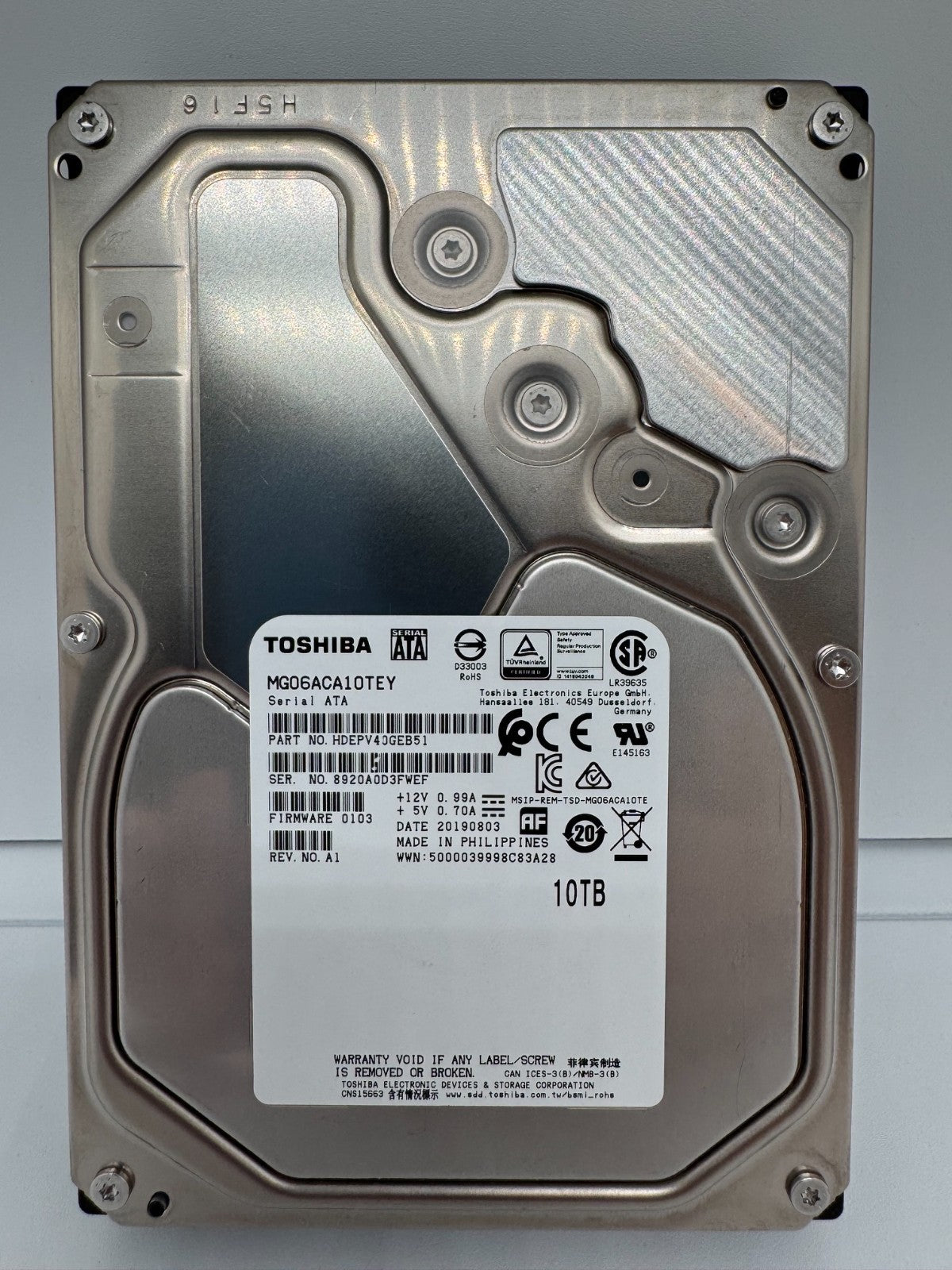 Toshiba Enterprise Capacity 10TB Interne Festplatte MG06ACA10TEY 3,5 Zoll HDD EF