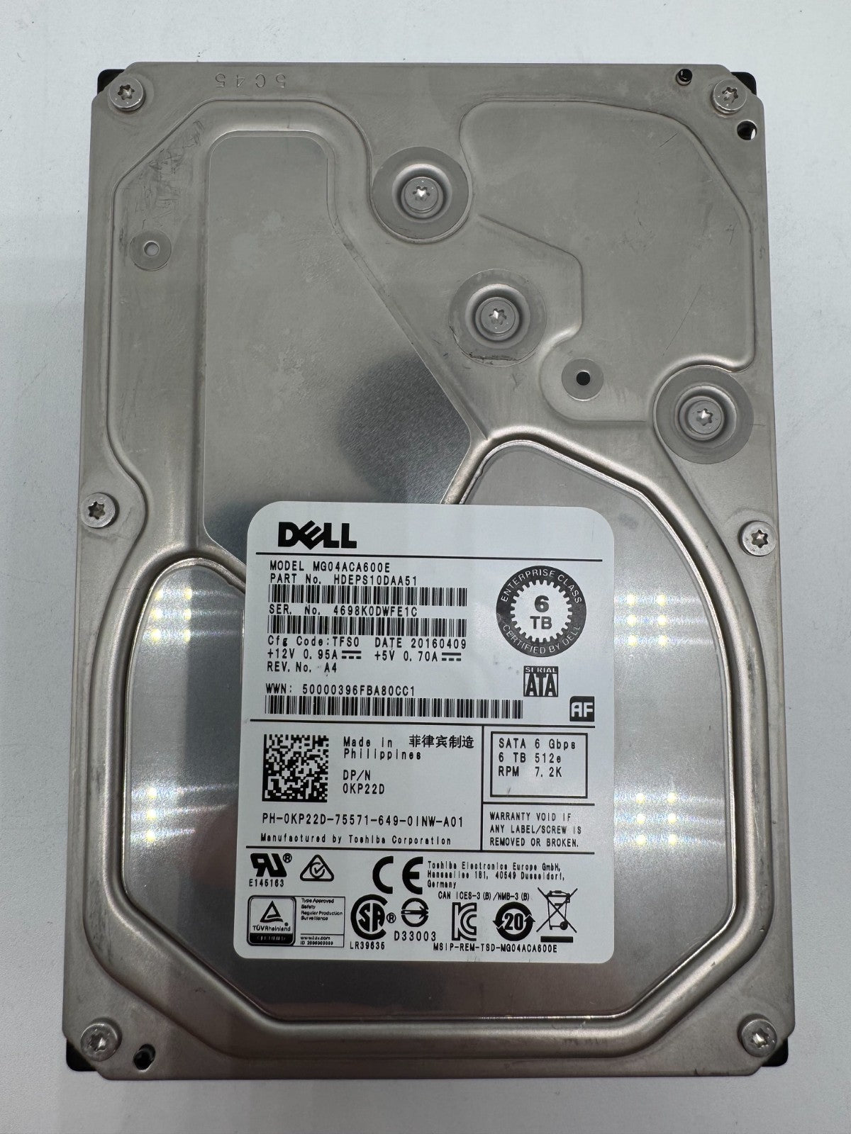 Toshiba MG04ACA600E Festplatte 6TB intern 3.5" SATA3 7200rpm NAS-geeignet 24/7 6