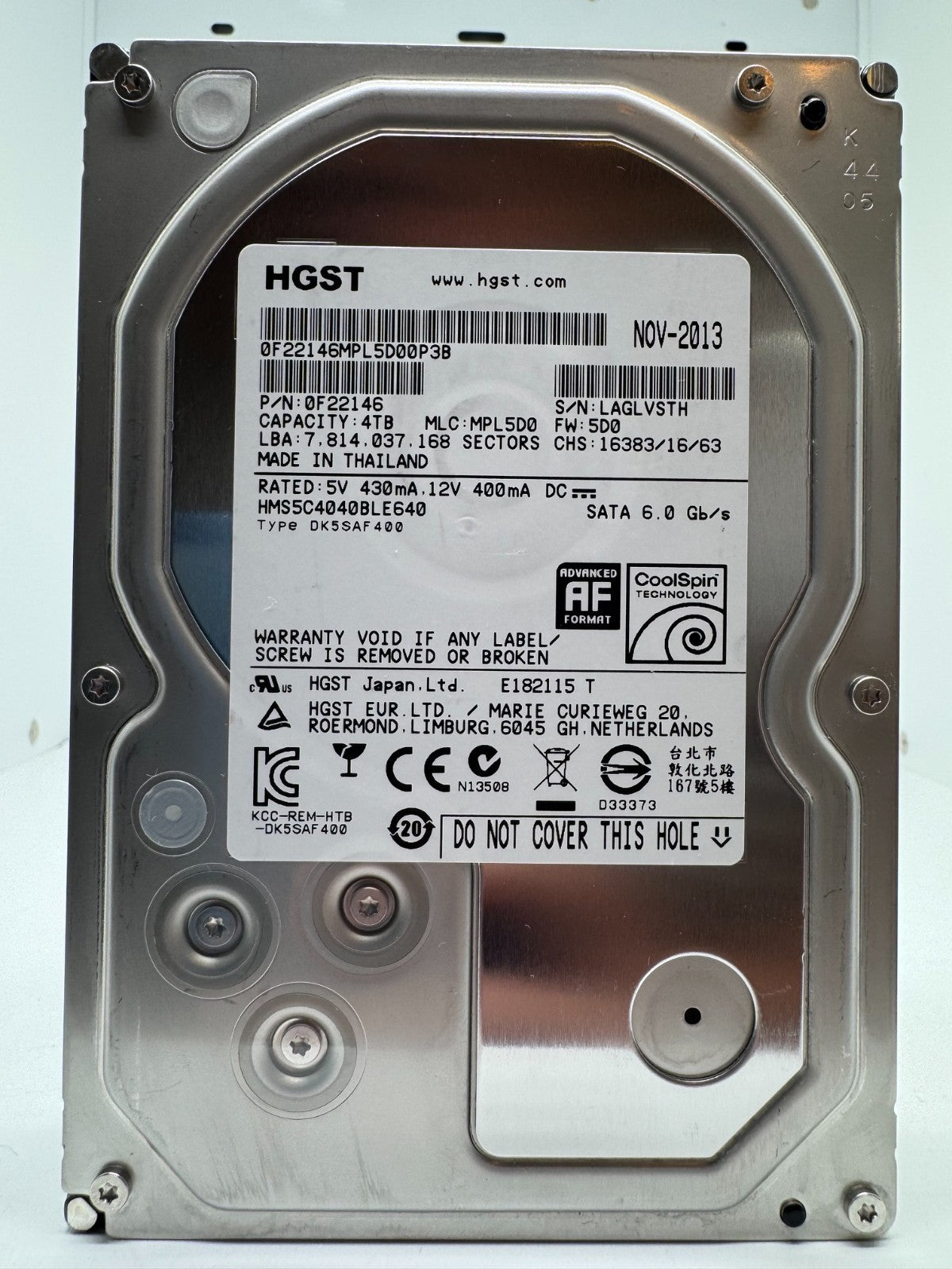 HGST MegaScale HMS5C4040BLE640 0F22146 4TB interne Festplatte SATA III 3,5" 4 TB