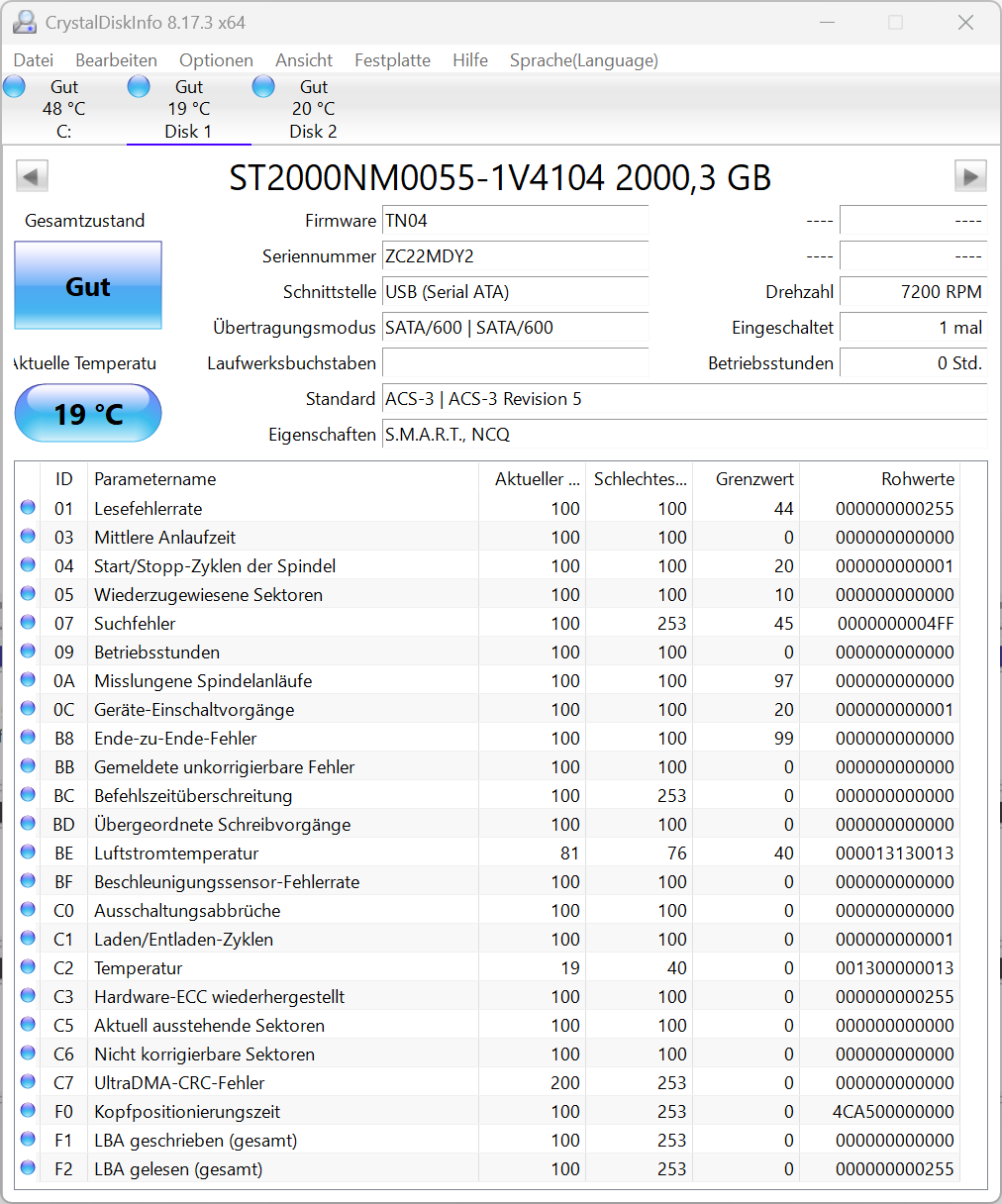 Seagate Exos 7E8 ST2000NM0055 HDD interne Festplatte 2TB Festplatte SATA3