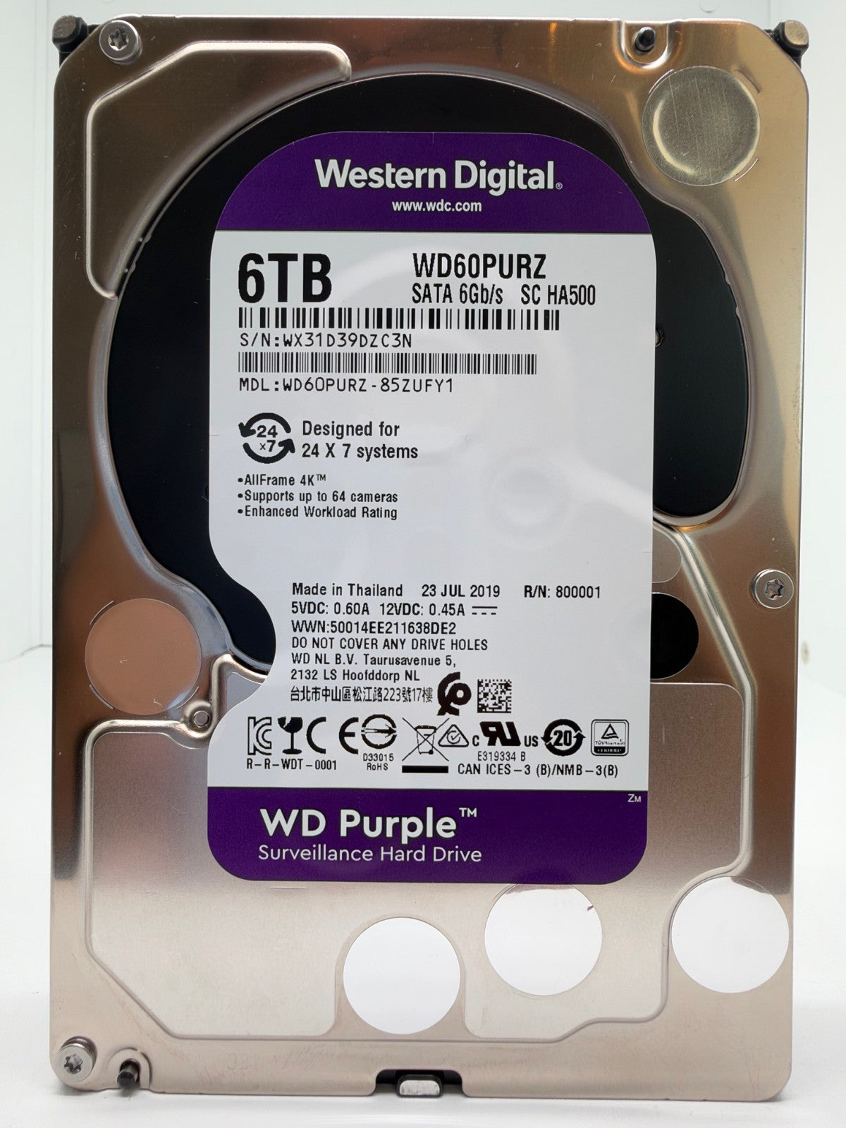 Western Digital WD Purple 6TB interne Festplatte SATA3 WD60PURZ-85ZUFY1 6 TB