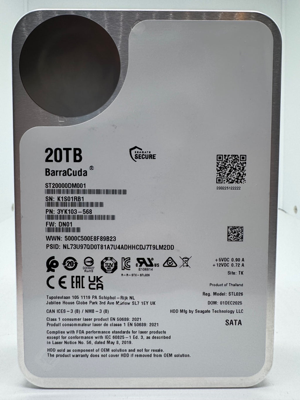 Seagate BarraCuda ST20000DM001 Festplatte HDD - 20TB 3,5" SATA3 CMR 20 TB DN01