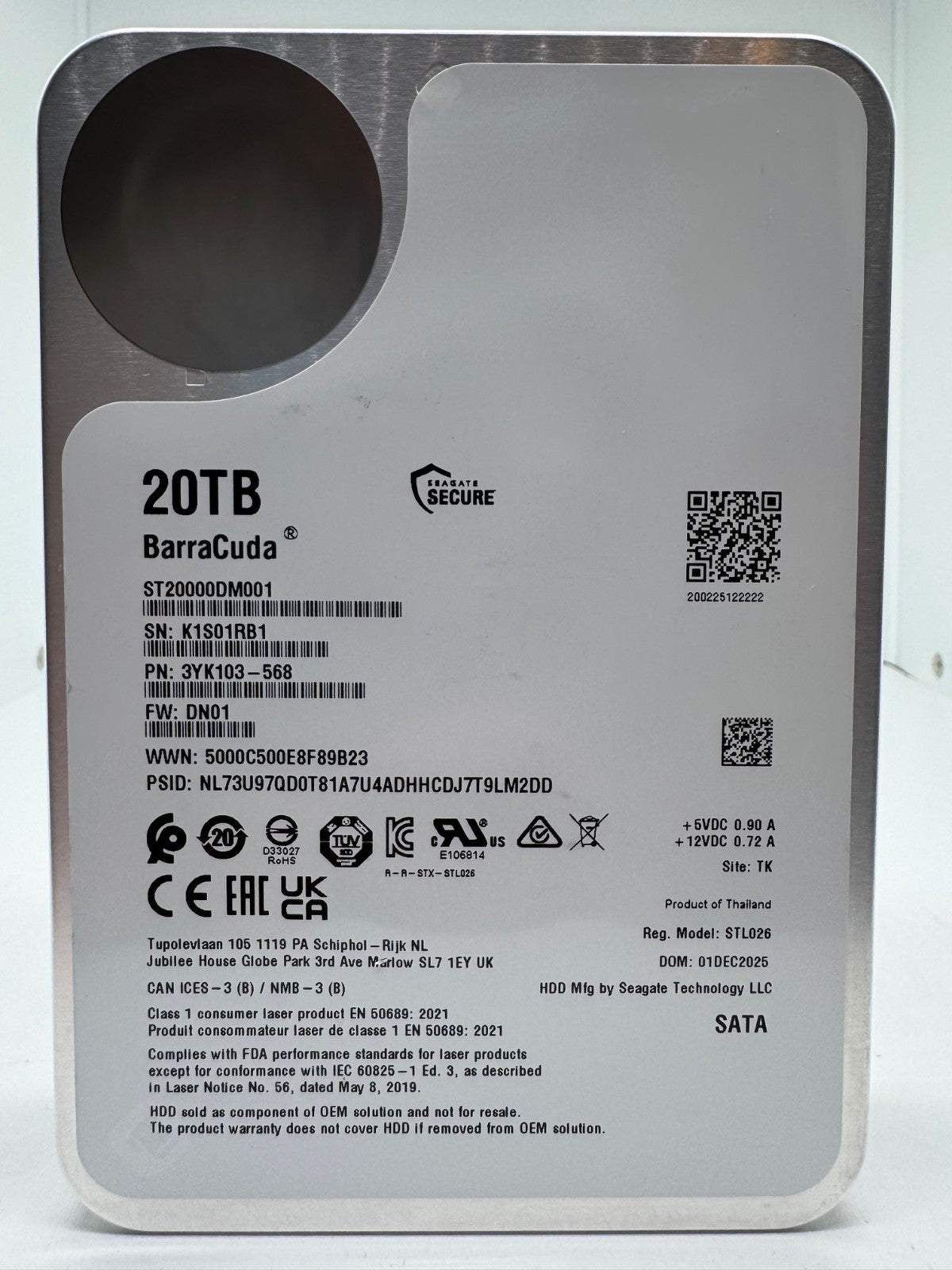 Seagate BarraCuda ST20000DM001 Festplatte HDD - 20TB 3,5" SATA3 CMR 20 TB DN01