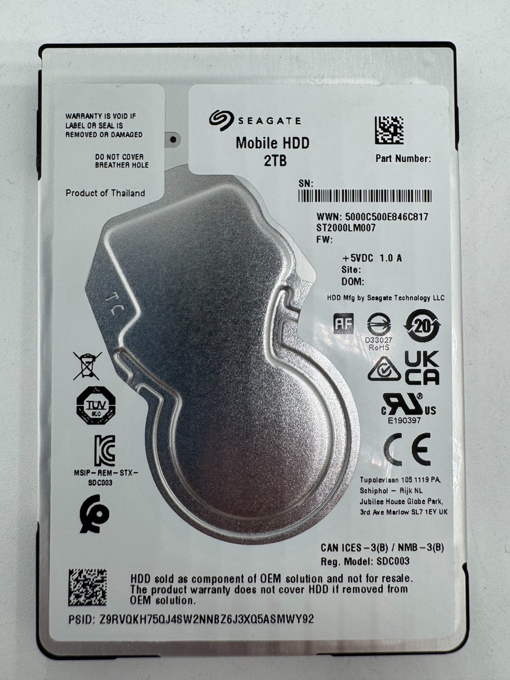Seagate Mobile HDD ST2000LM007 - 2TB - 2,5 Zoll SATA3 Festplatte 7mm Bauhöhe