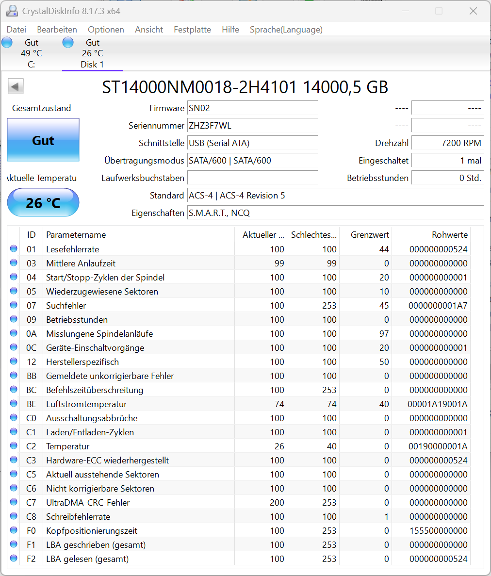 Seagate Exos X14 14TB interne Festplatte ST14000NM0018 3,5 Zoll SATA3