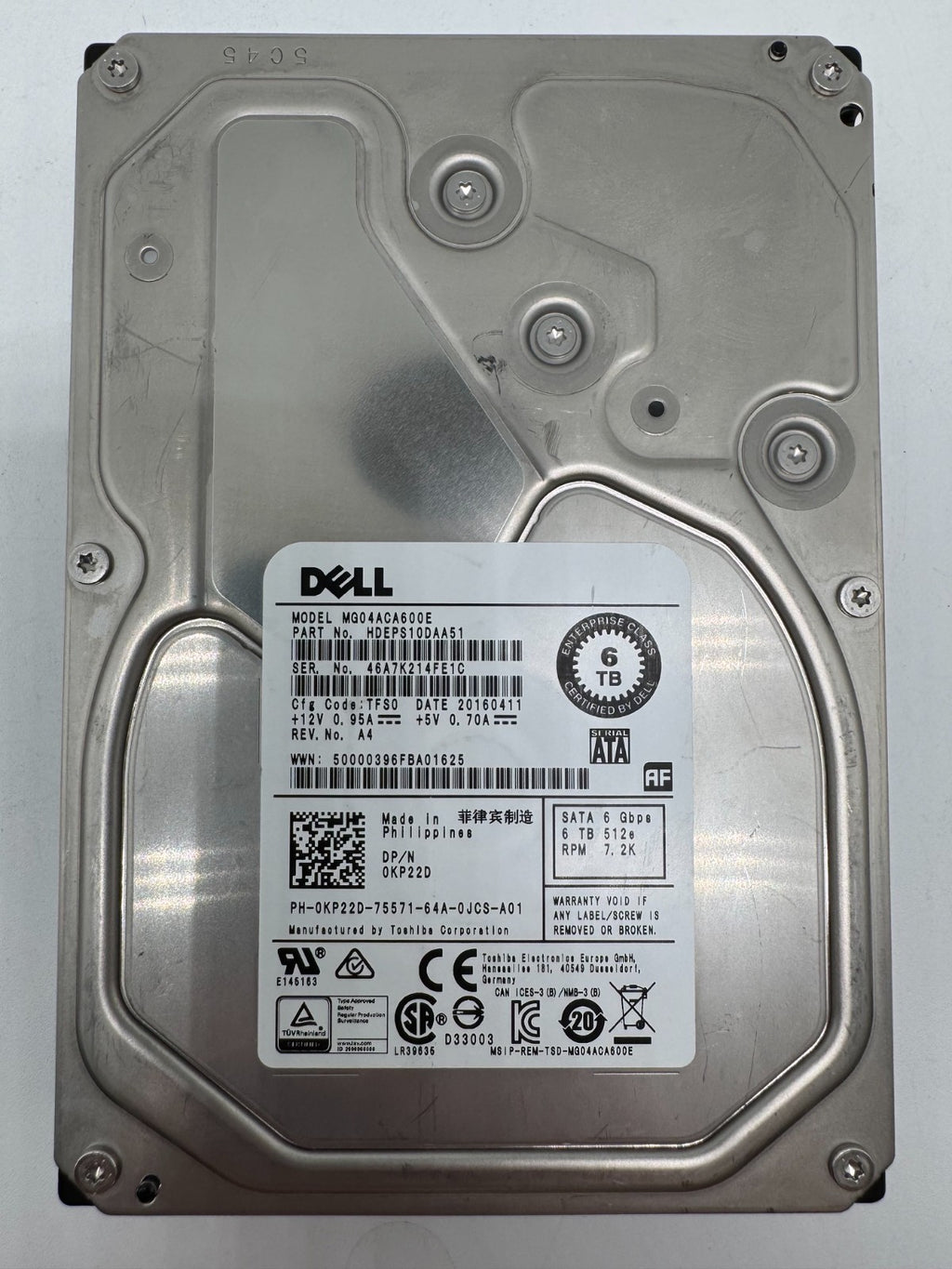 Toshiba MG04ACA600E Festplatte 6TB intern 3.5" SATA3 7200rpm NAS-geeignet 24/7