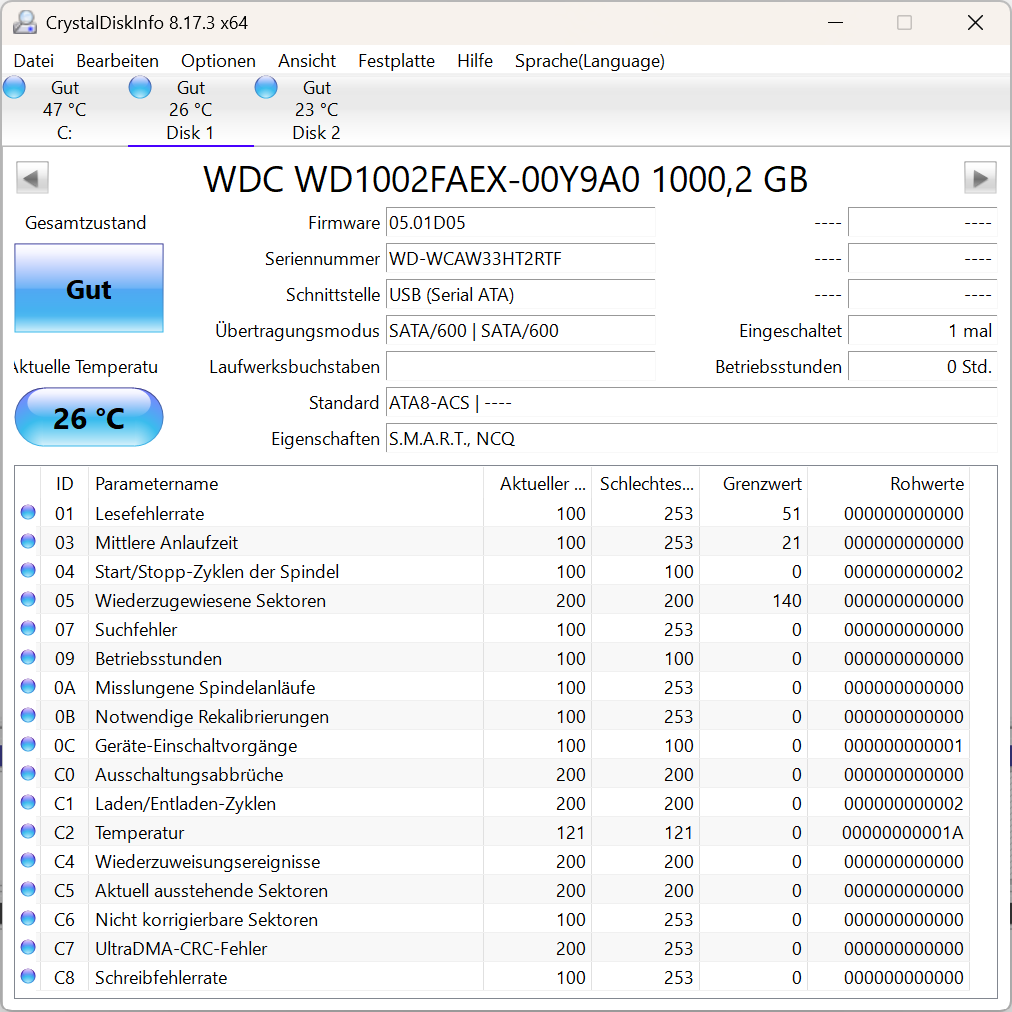 Western Digital WD1002FAEX WD Black 1TB Festplatte HDD 7200 RPM SATA - 1 TB