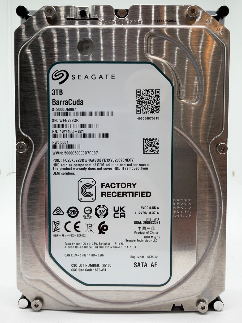 Seagate Barracuda ST3000DM007 Interne Festplatte 3TB 3,5" HDD SATA -SGR