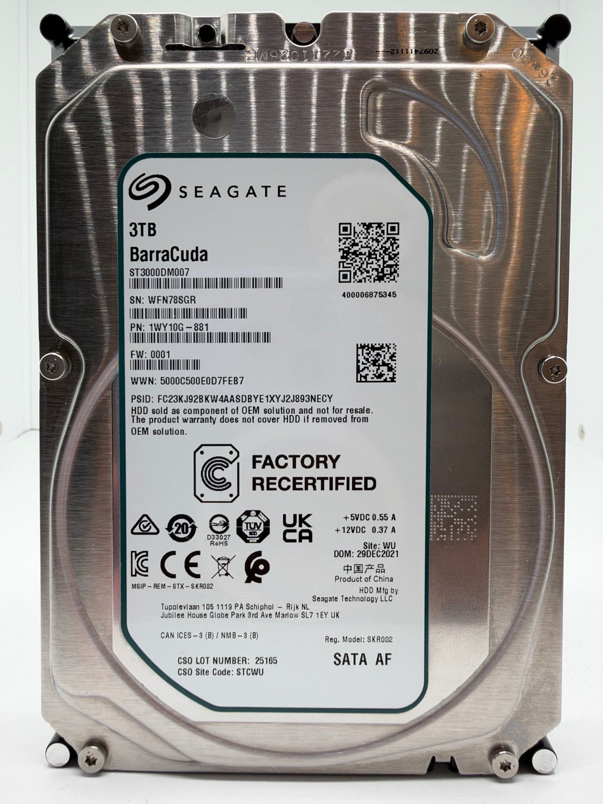 Seagate Barracuda ST3000DM007 Interne Festplatte 3TB 3,5" HDD SATA -SGR
