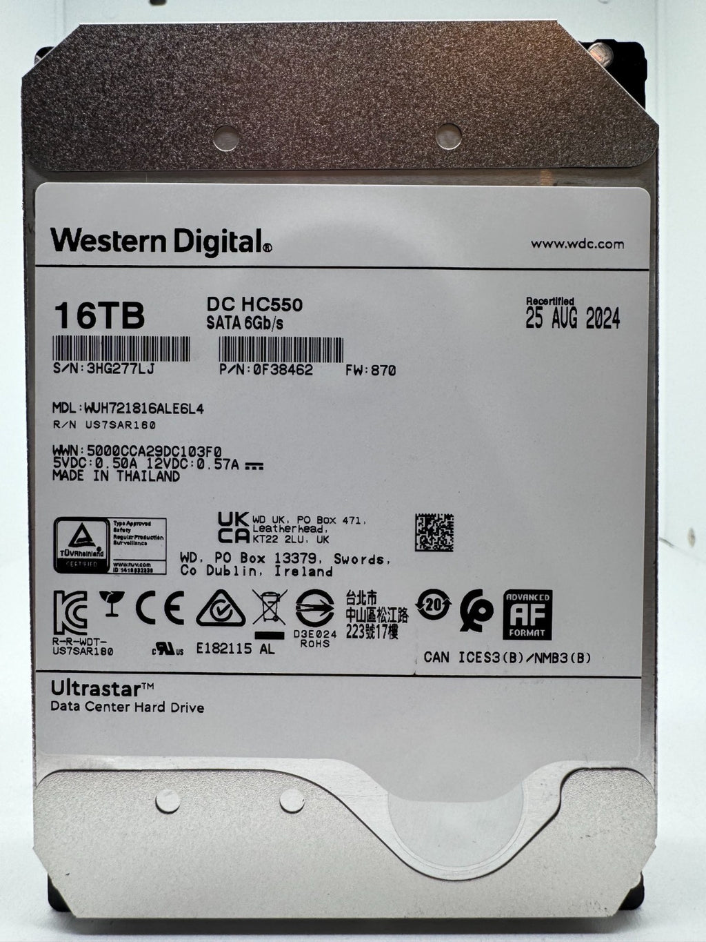Western Digital Ultrastar DC HC550 16TB Festplatte SATA3 WUH721816ALE6L4 -7LJ