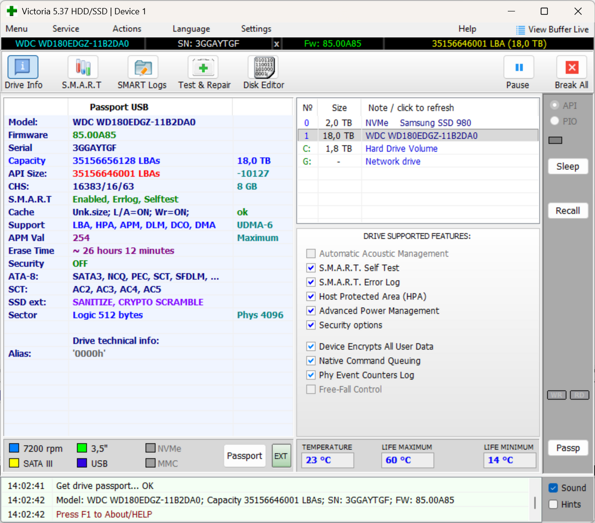 Western Digital WD180EDGZ interne Festplatte 18TB 7200upm SATA3 HDD 3,5" -TGF