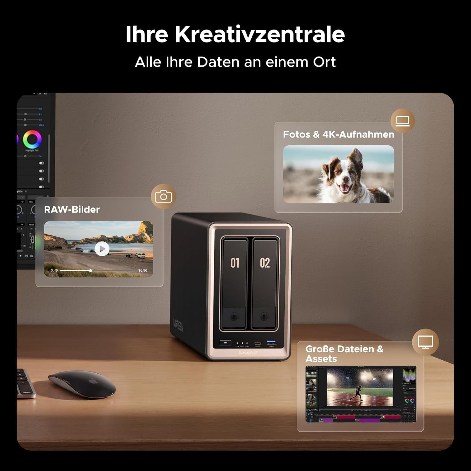 Ugreen NASync DXP2800 GT inkl. 32TB (2x 16TB Bestpreis Festplatte) Desktop NAS