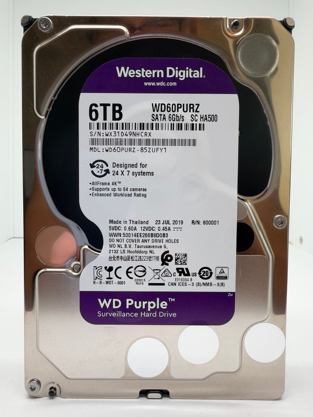 Western Digital WD Purple 6TB interne Festplatte SATA3 WD60PURZ-85ZUFY1 6 TB