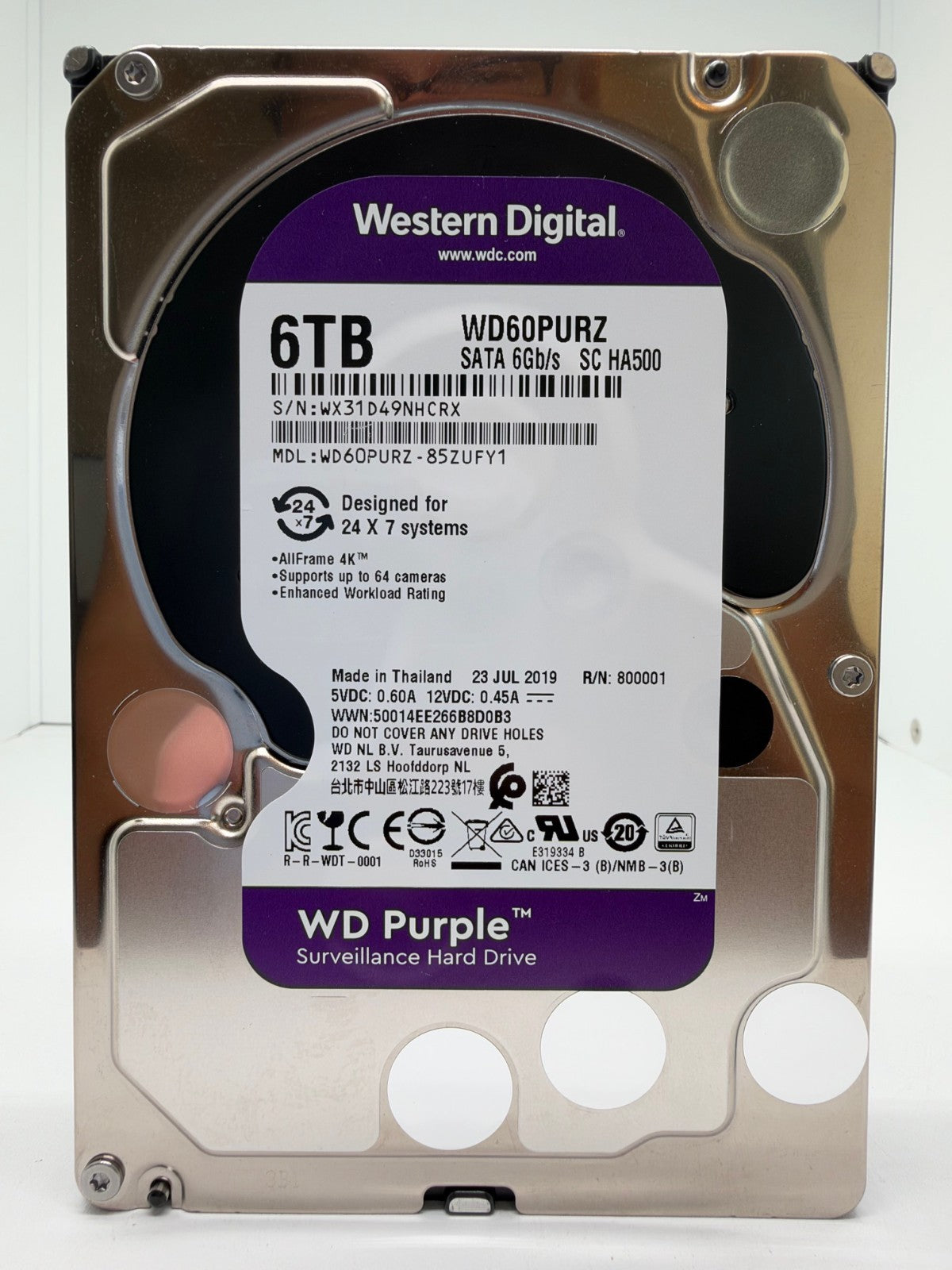 Western Digital WD Purple 6TB interne Festplatte SATA3 WD60PURZ-85ZUFY1 6 TB