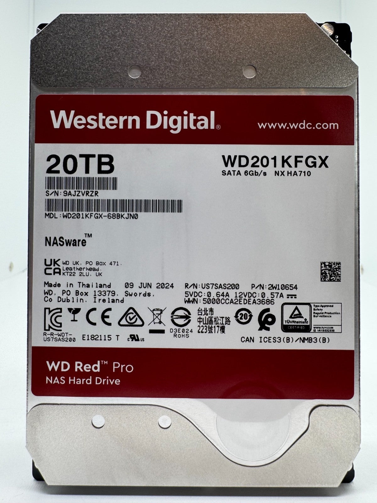 Western Digital WD RED Pro WD201KFGX 20TB interne Festplatte 7200 RPM SATA3 -RZR