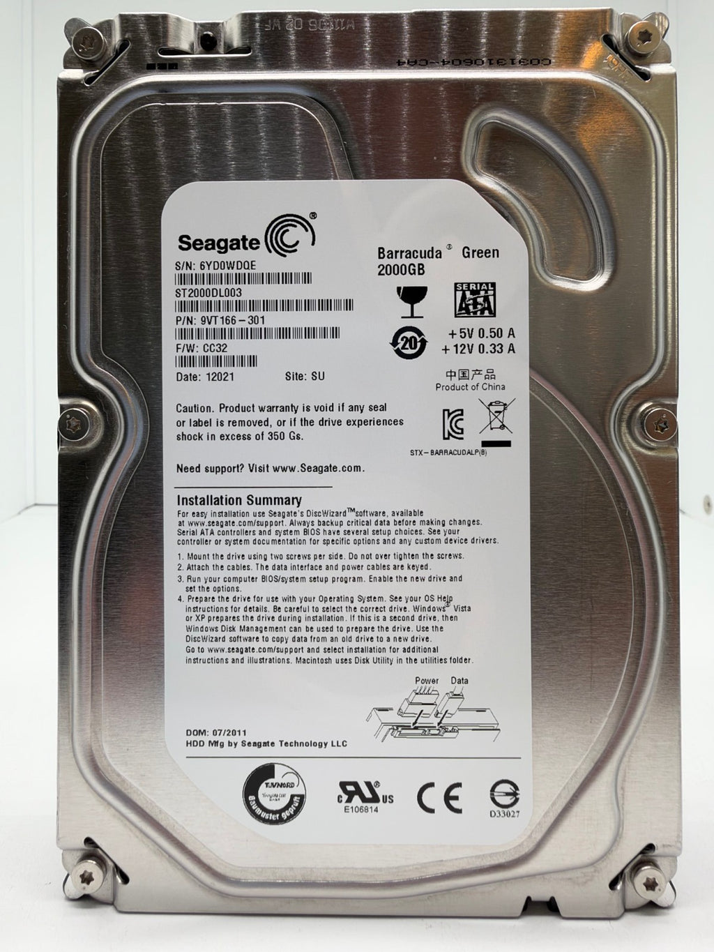 Seagate Barracuda Green ST2000DL003 - 2TB 3,5 Zoll SATA3 2 TB -DQE