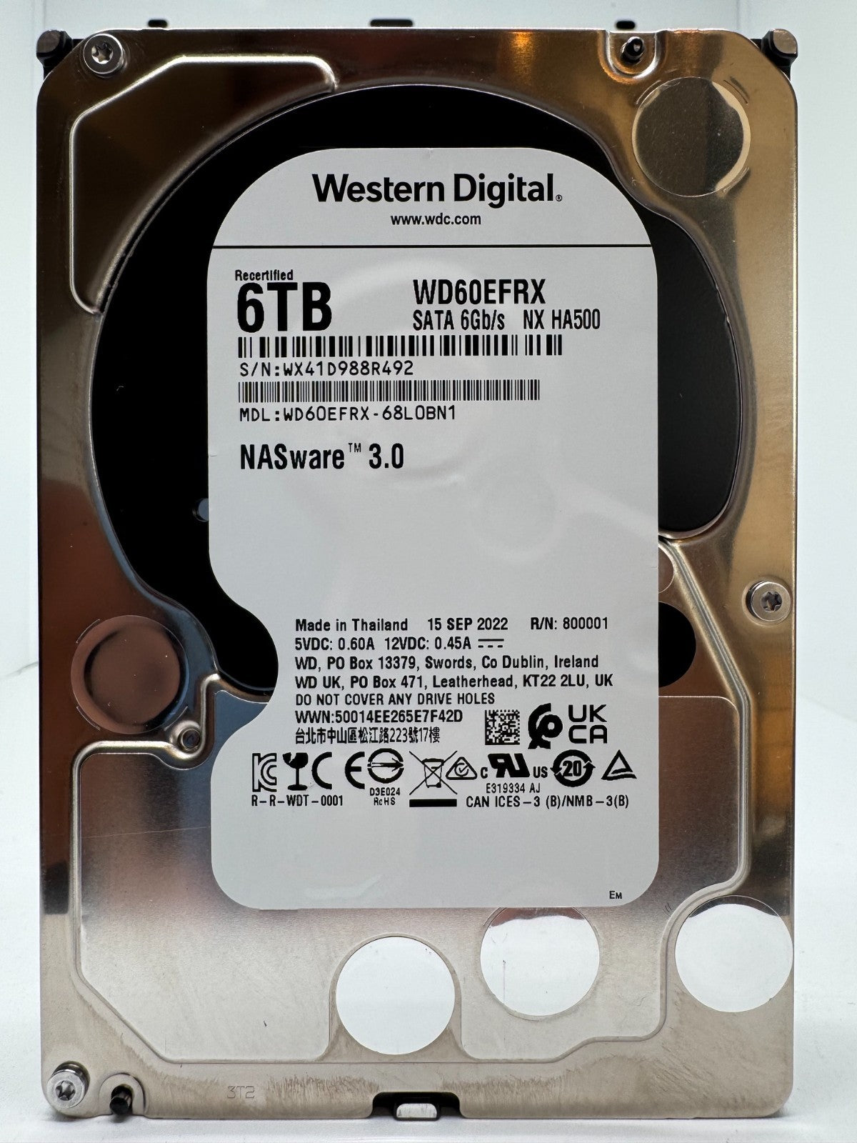 Western Digital WD RED WD60EFRX 68L0BN1 6TB interne Festplatte 5400 RPM SATA3