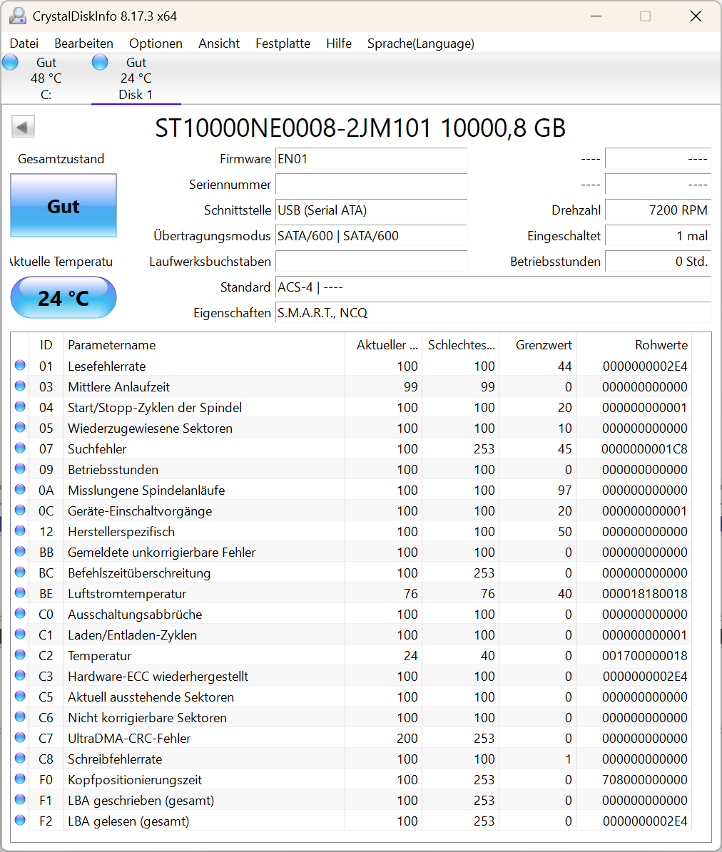Seagate IronWolf Pro ST10000NE0008 NAS HDD - 10TB 3,5 Zoll SATA3 CMR 10 TB