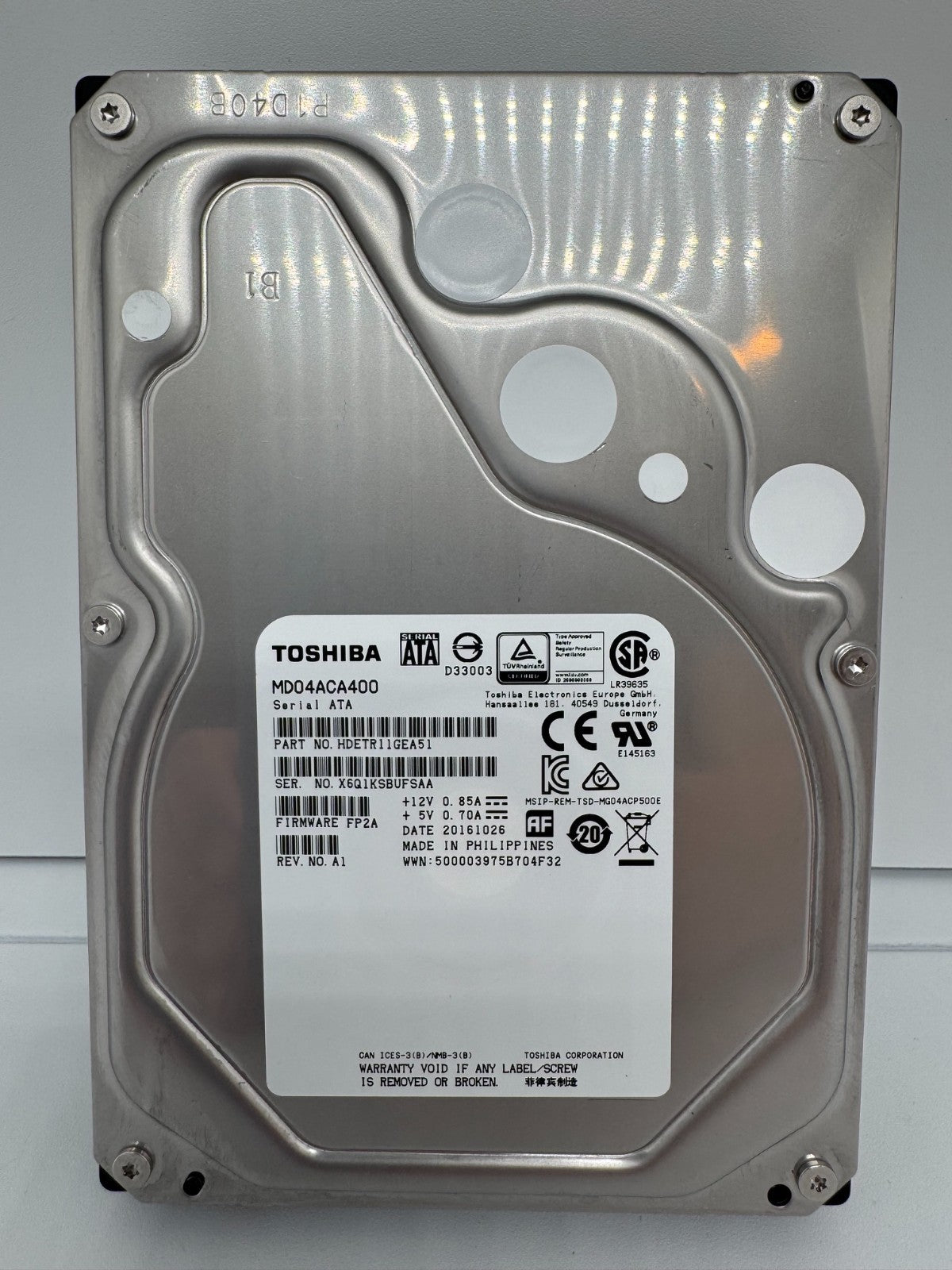 Toshiba 4TB Interne Festplatte MD04ACA400 3,5 Zoll HDD 7200RPM 4 TB