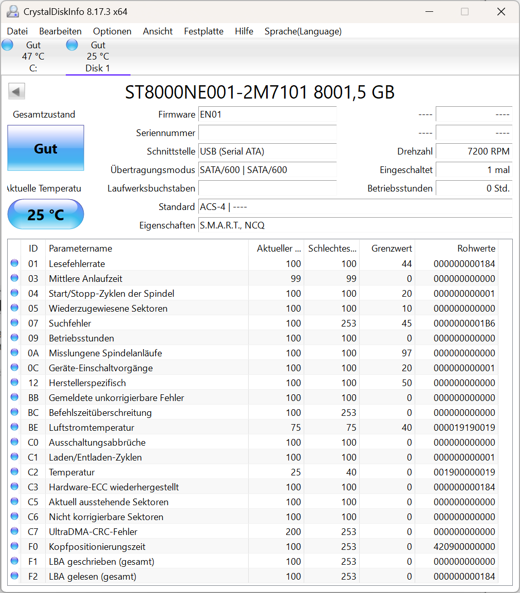 Seagate IronWolf Pro ST8000NE001 NAS HDD - 8TB 3,5 Zoll SATA3 CMR 8 TB