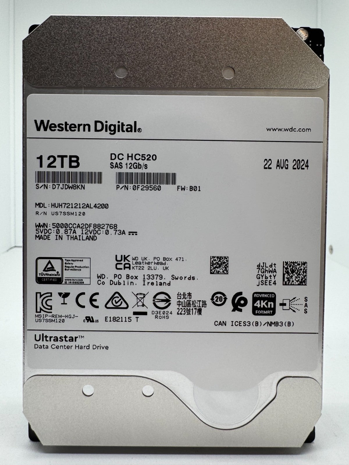 Western Digital Ultrastar DC HC520 12TB 3.5" 7.2K 12G SAS HDD HUH721212AL4200 -N