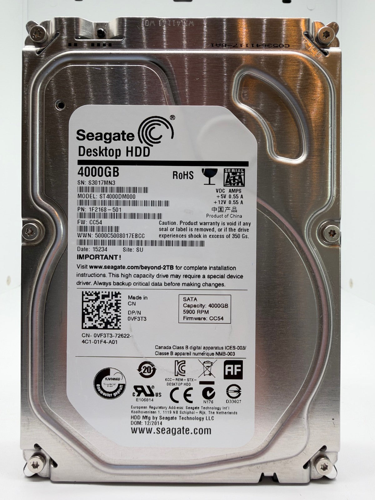 Seagate Desktop HDD ST4000DM000 - 4TB interne Festplatte 3,5 Zoll SATA3 4 TB
