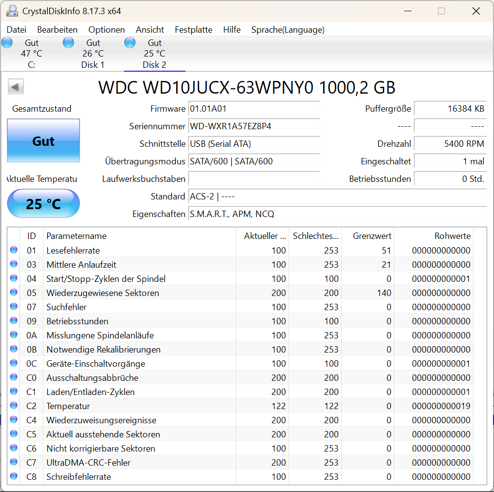 Western Digital WD AV WD10JUCX - 1TB Festplatte 2,5 Zoll 5400RPM SATA3 - 1 TB
