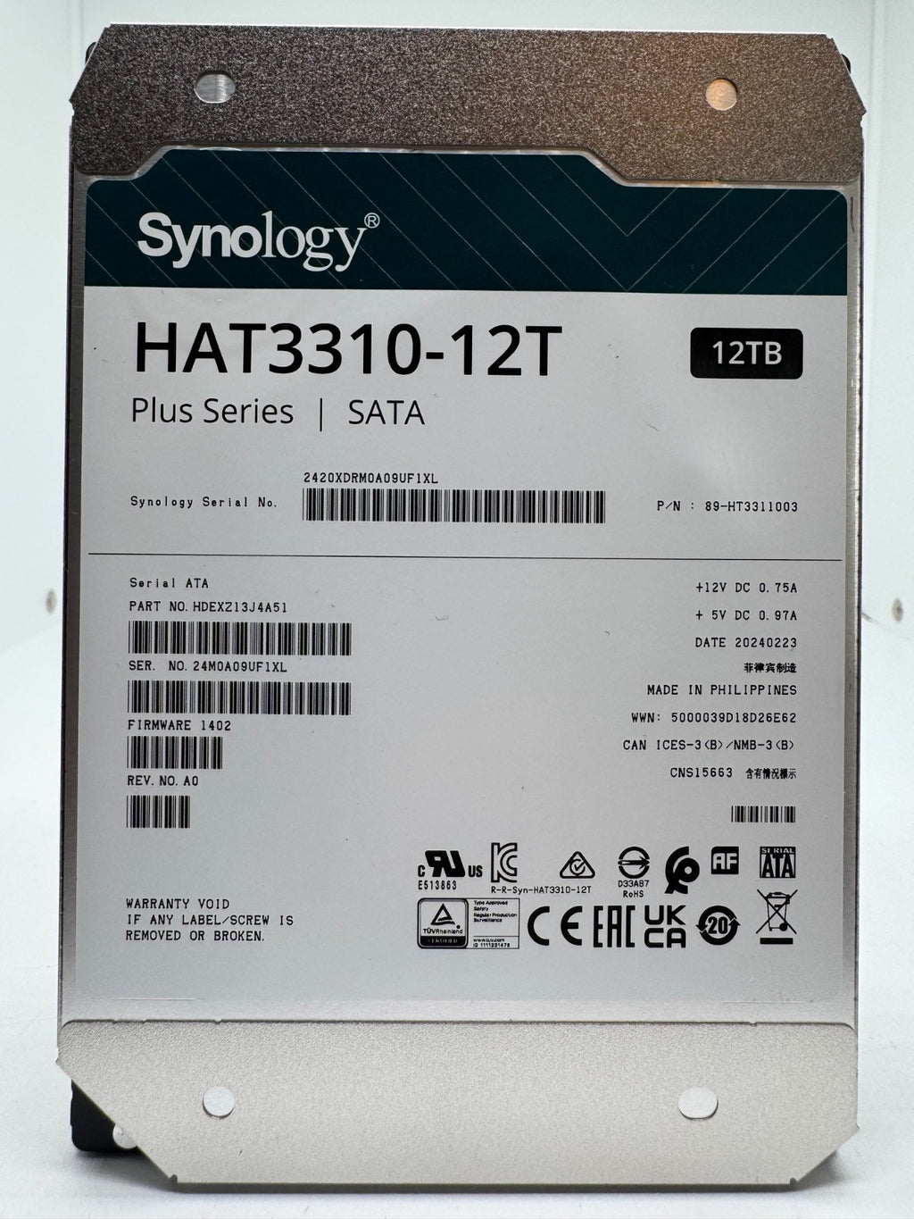 Synology Plus HAT3310 12TB (HAT3310-12T) 3.5" SATA Festplatte 171 Power on Hours