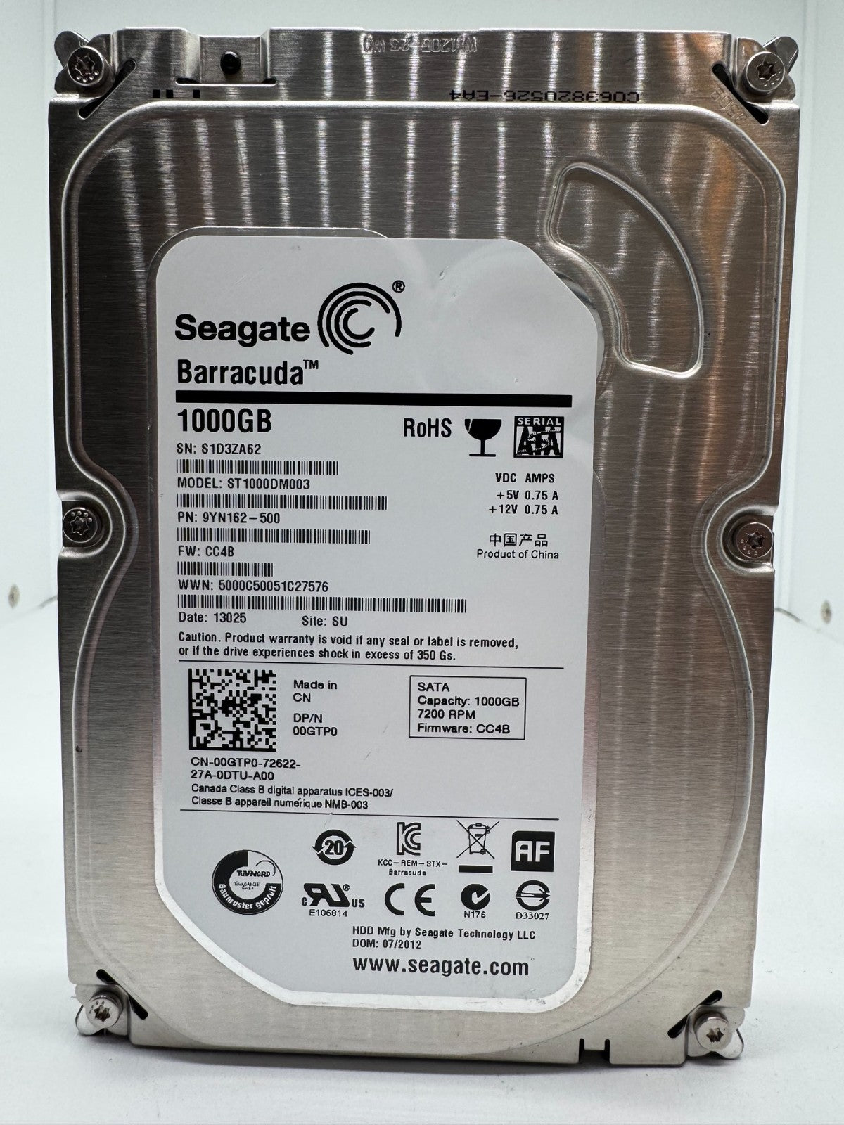 Seagate Barracuda ST1000DM003 Interne Festplatte 1TB 3,5" HDD SATA -A62