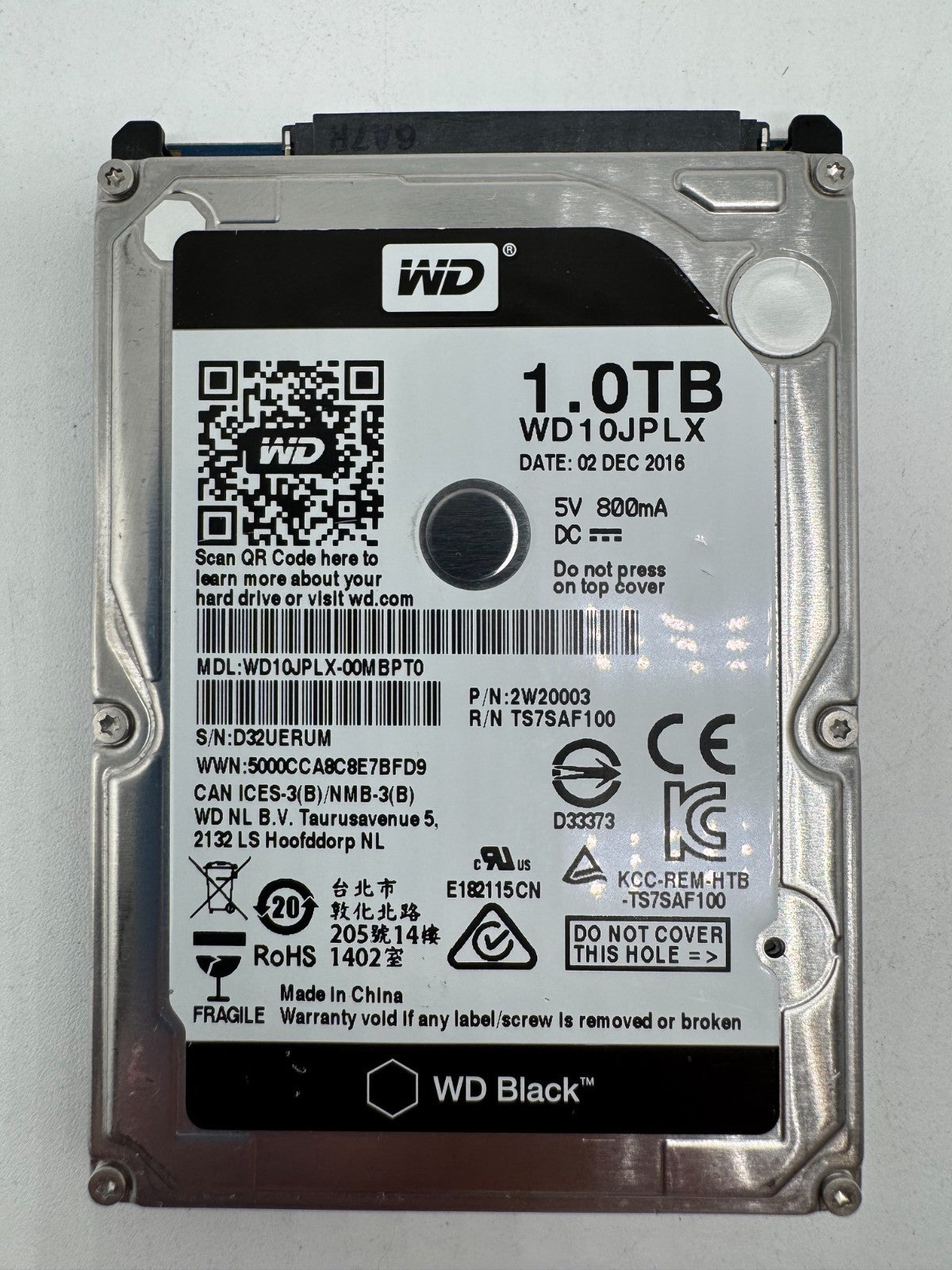 Western Digital WD Black WD10JPLX-00MBPT0 1TB Festplatte 2,5 Zoll 7200RPM SATA3