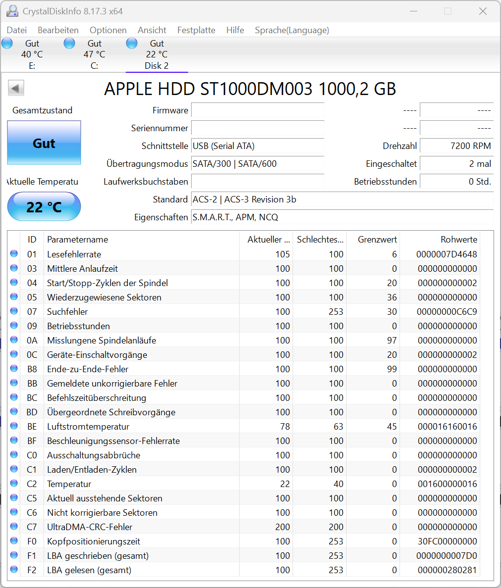 Seagate Apple Desktop HDD ST1000DM003 Interne Festplatte 1TB 3,5" SATA HDD