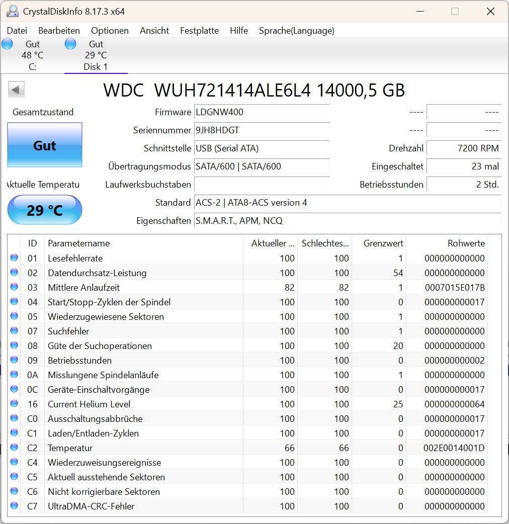 Western Digital Ultrastar DC HC530 14TB Festplatte SATA3 WUH721414ALE6L4 -DGT