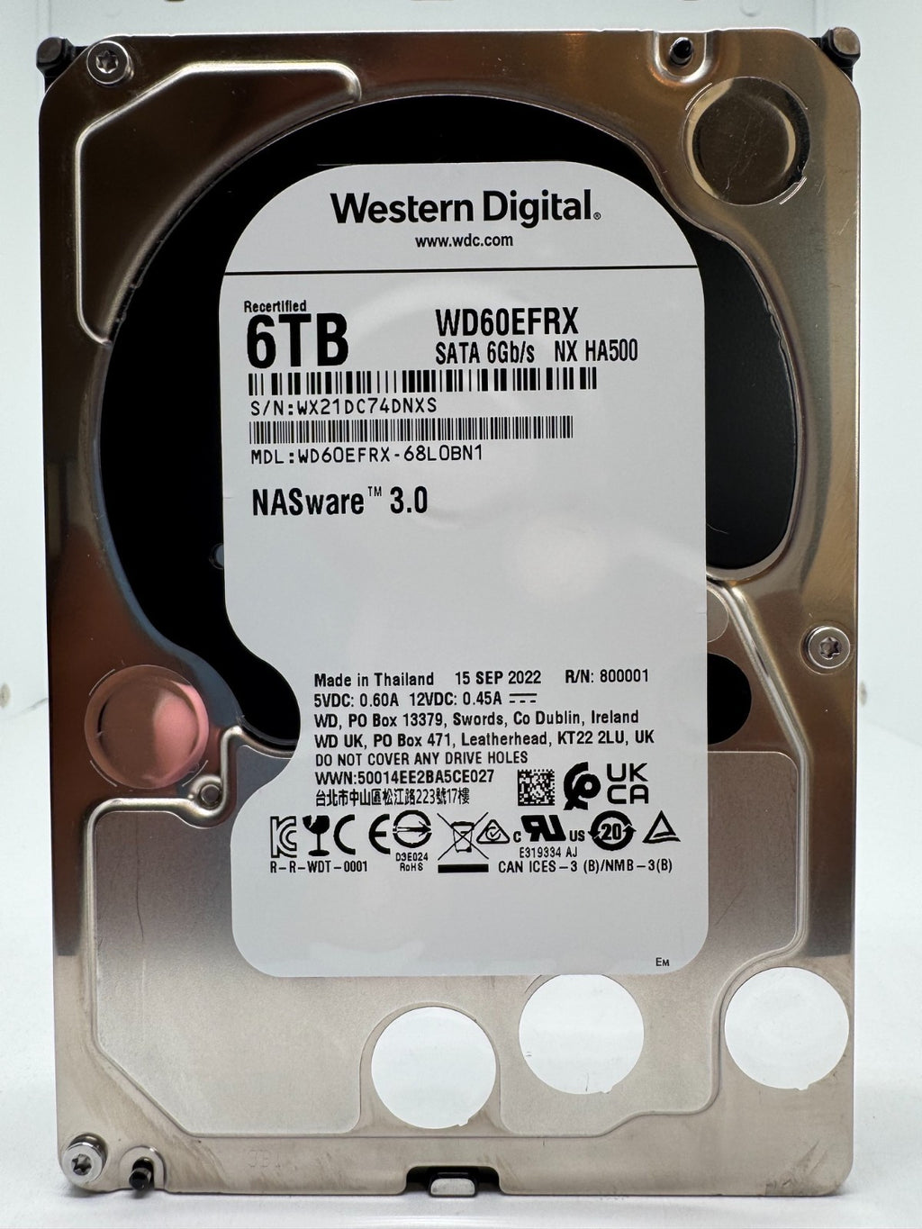 Western Digital WD RED WD60EFRX 68L0BN1 6TB interne Festplatte 5400 RPM SATA3