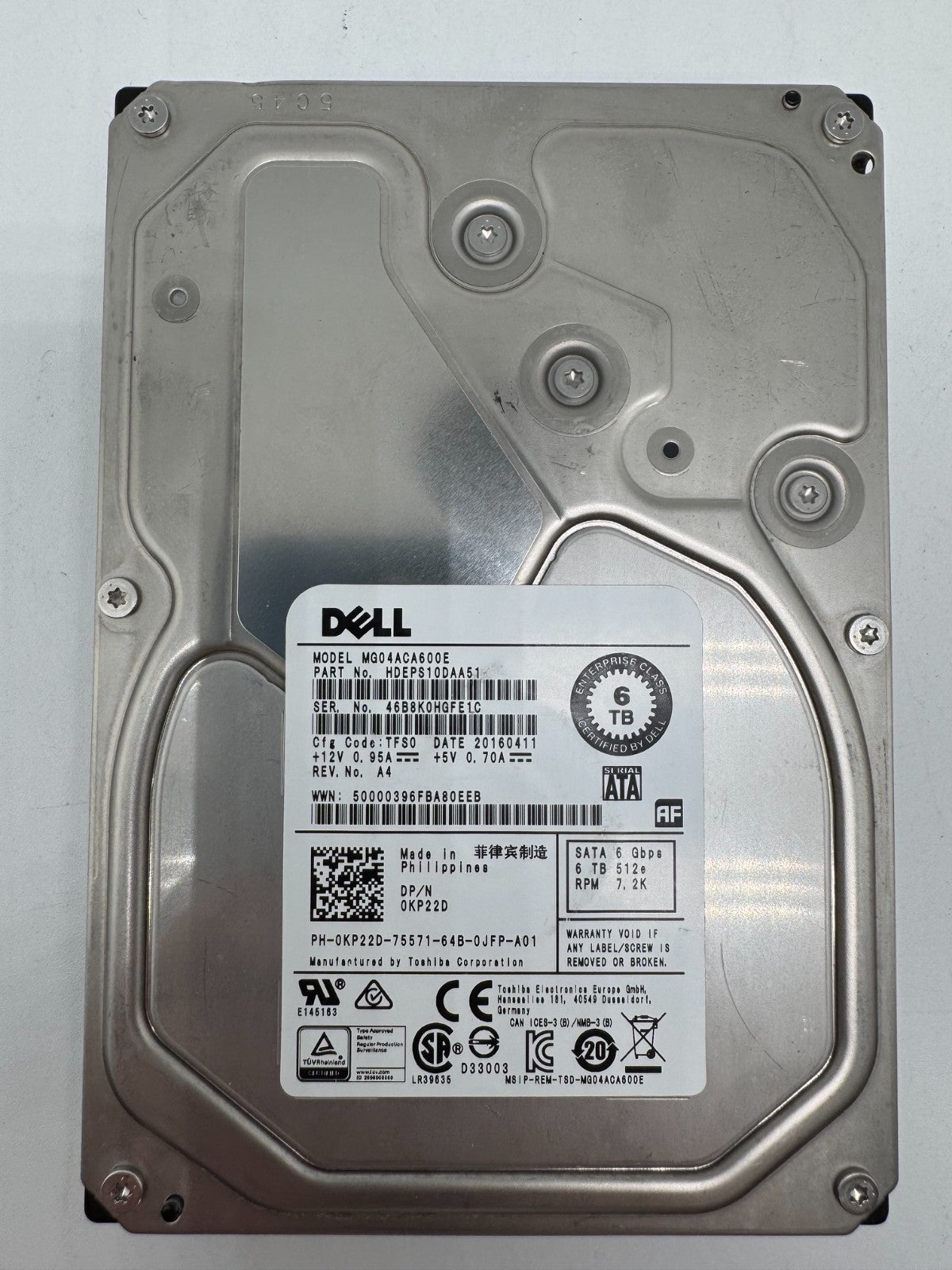 Toshiba MG04ACA600E Festplatte 6TB intern 3.5" SATA3 7200rpm NAS-geeignet 24/7 6