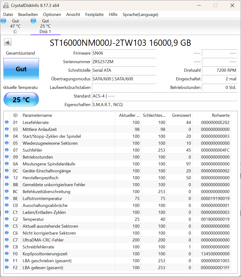 Seagate Exos X18 16TB interne Festplatte ST16000NM000J 3,5 Zoll SATA3 -7ZM